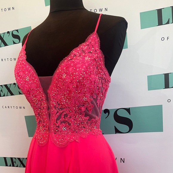 Clarisse Vibrant Pink Prom Dress - Picture 2 of 6